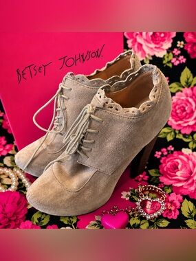 Serena Grey Suede Lace-Up Heeled Booties
